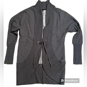 Champion Tie Closure Sweatshirt Jacket Thumb Holes Gray Yoga